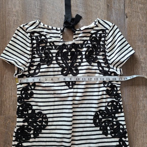 Anthropologie Postmark Black White Striped Filigree Shirt Dress Women's Sz M - Picture 8 of 11